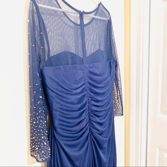 NEW ALEX EVENING Illusion Jewel Neck Mesh Gown - Picture 8 of 11